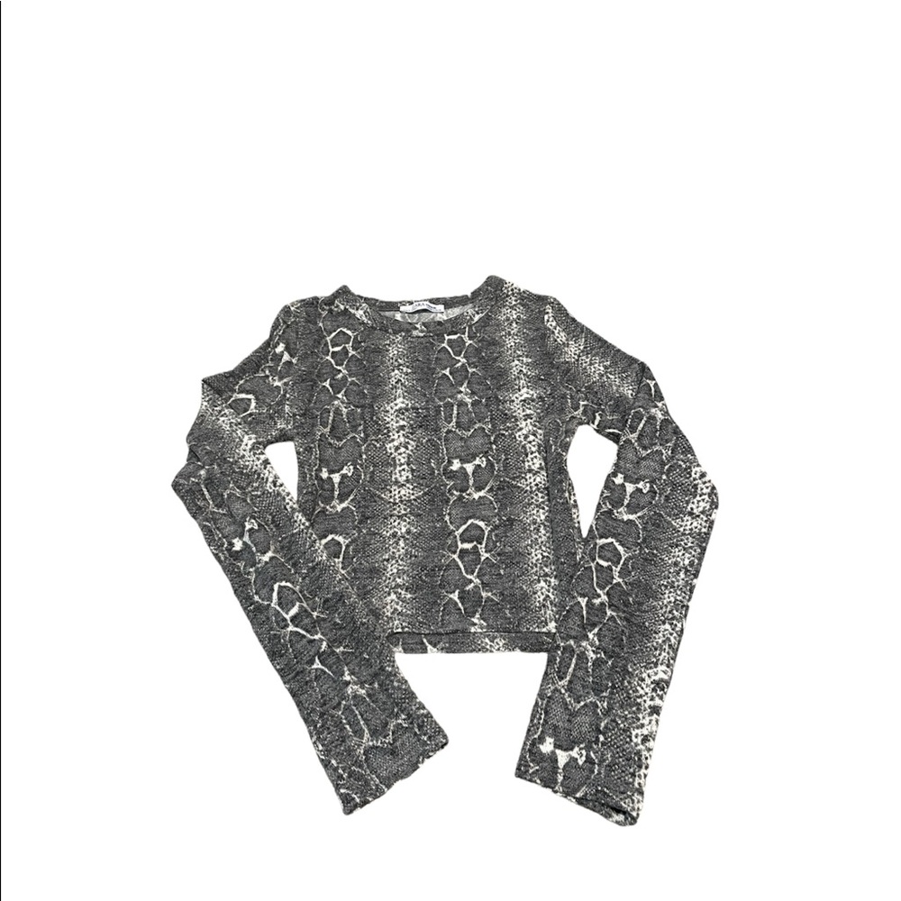 Zara snakeskin soft long sleeve crop top